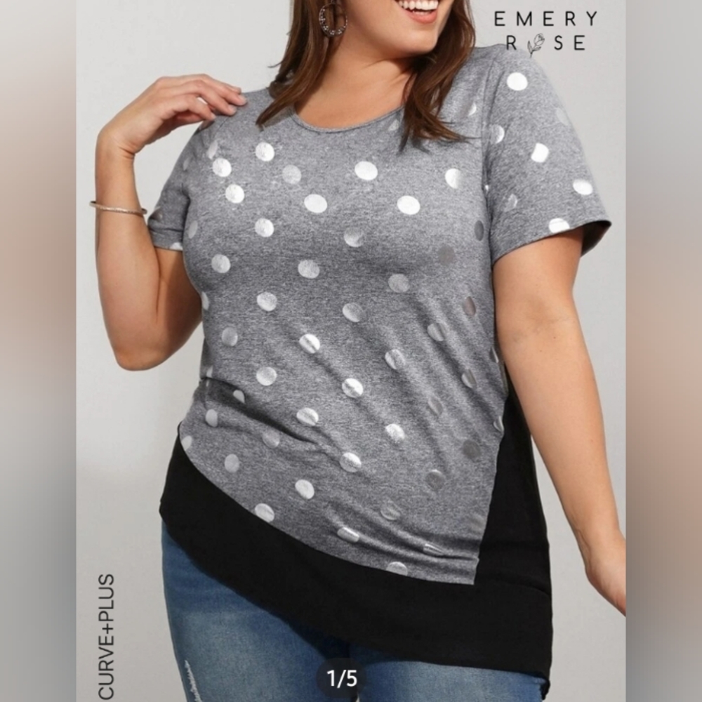 Emery Rose Polka Dot Print Tee